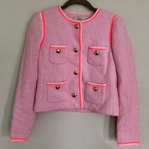 J Crew bright pink with orange trim blazer